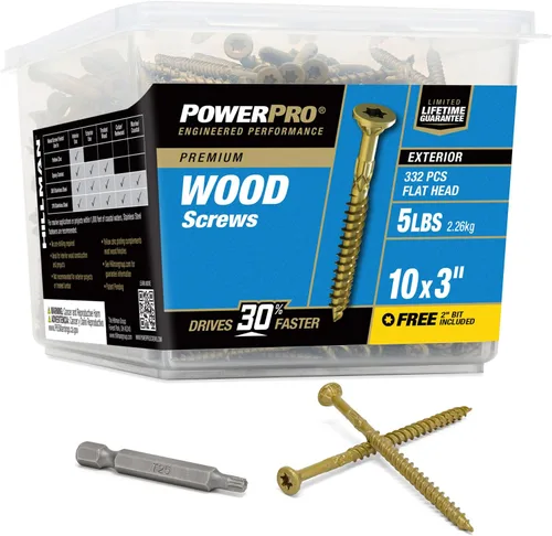Vista 16 de Power Pro Tornillos de madera para exteriores de alta calidad, tornillos de cubierta multiusos #8 x 1-1/4 pulgadas para proyectos al aire libre