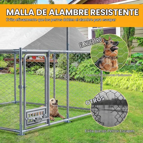 Vista 7 de Caja para perrera para perros al aire libre de 7.5 x 7.5 x 5.3 pies con techo, alimentador giratorio