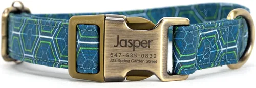 Vista 21 de Collar de perro personalizado con nombre y número de teléfono grabado, collar ajustable personalizado para cachorros, collar de algodón orgánico