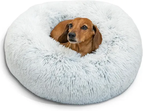 Vista 48 de Best Friends by Sheri - The Original Calming Donut - Cama calmante en forma de dona para perros y gatos - Pelo largo, azul bebé, M, 30 x 30 pulgadas