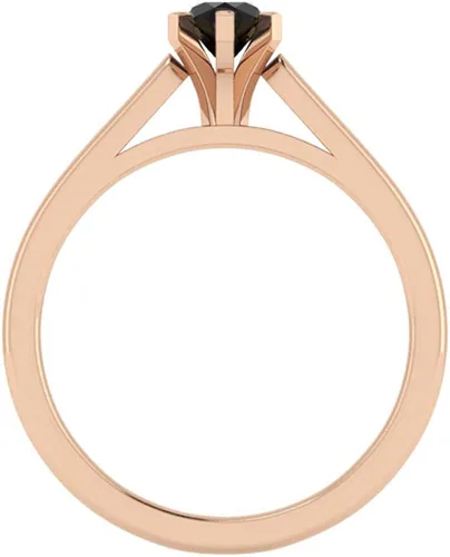 Vista 3 de Anillo de compromiso solitario de diamante negro de 34 quilates, corte marquesa, oro de 14 quilates
