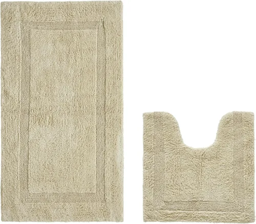 Vista 66 de Better Trends Alfombra de Inodoro en Forma de U Cubierta de Asiento de Inodoro de Lujo 100% Algodón Absorbente de Agua, Cubierta de Tapa Reversible