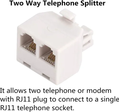 Vista 2 de Divisores de teléfono, adaptador de enchufe de pared dúplex RJ11 6P4C, divisor de línea de teléfono, enchufe de pared 1 a 2, adaptador convertidor