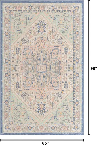Vista 2 de Unique Loom Whitney Collection - Alfombra rectangular de 5 pies 3 pulgadas x 8 pies, color azul Multicolor/Azul