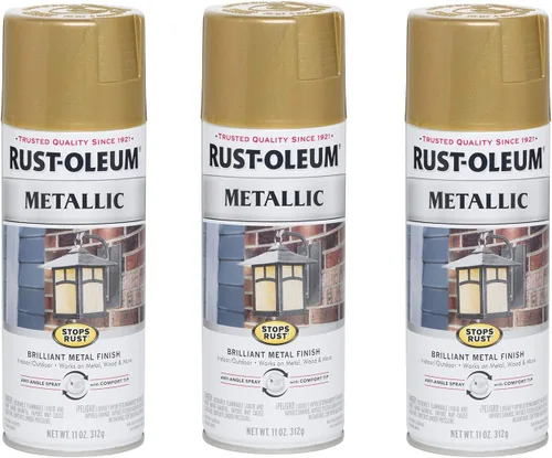 Vista 17 de Rust-Oleum 7274830 Pintura en aerosol metálica que detiene la oxidación, 11 oz, latón antiguo