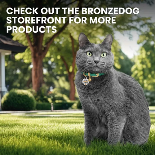 Vista 6 de BRONZEDOG Collar de cuero para gato con campanas extraíbles sin liberación rápida, etiqueta QR para gatito para niña y niño