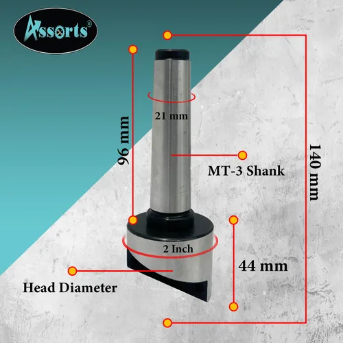 Vista 12 de Cortador de moscas de diámetro de cabeza de 2" pulgadas (1.969 in) para fresado y máquina de torno con broca de inserción de carburo reemplazable