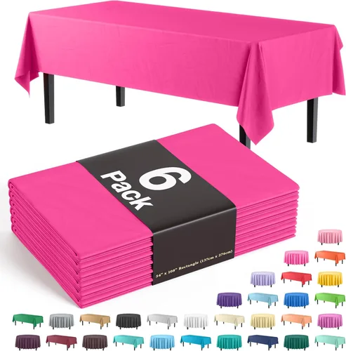 Vista 15 de Party Solids Paquete de 6 manteles de plástico prémium de 54 pulgadas x 108 pulgadas. Cubierta de mesa rectangular de plástico - Aqua
