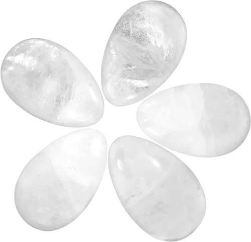 Vista 4 de mookaitedecor Juego de 5 piedras mixstones de bolsillo con forma de huevo, piedras preciosas pulidas, kit de cristal para curar el equilibrio