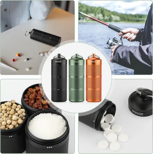 Vista 8 de Organizador de pastillas grande de tres capas, aluminio, dispensadores de metal, impermeable, puede almacenar pastillas de cualquier tamaño, Negro