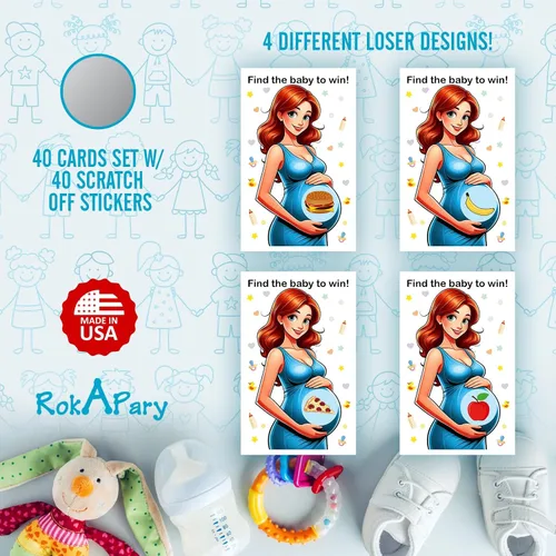 Vista 4 de RokAPary Find The Baby to Win Boy - Juego de rascar para niños, juegos tontos fáciles de jugar, idea divertida, actividad rompehielos para baby