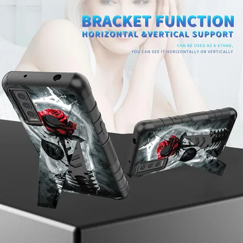 Vista 191 de Funda para AT&T Maestro Max 2021/Cricket Ovation 2 con protector de pantalla de vidrio templado, funda resistente con función atril integrada