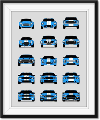 Vista 14 de Custom Car Posters Póster hecho a mano compatible con Shelby Evolution Print Wall Art Decor Best of Shelby Generations, multicolor, 8 x 10 pulgadas