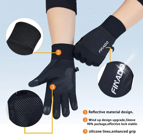 Vista 2 de FINADO 2 pares de guantes de invierno para hombres y mujeres, guantes térmicos para clima frío, resistentes al agua, resistentes al viento, guantes