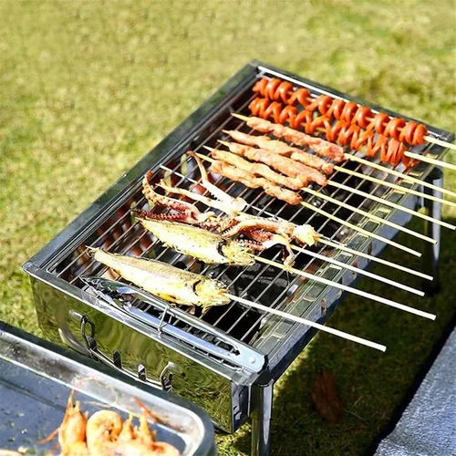 Vista 3 de Barbacoa Parrilla de carbón Parrilla de carbón Parrilla de carbón Hogar Interior Exterior Estufa de Camping Parrilla portátil de acero inoxidable