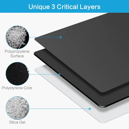 Vista 2 de Alfombrilla de mouse rígida de 3 capas con superficie de plástico, compatible con ratones de alto DPI, gestos rápidos que mejoran la precisión