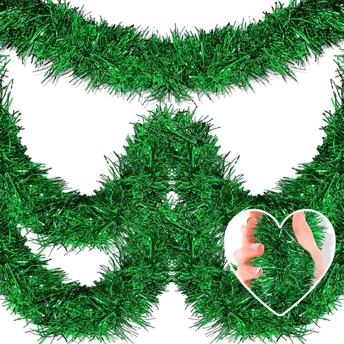 Vista 15 de Guirnalda de oropel metálico de 25 pies con diseño de torsión - Fondo de pared para carrozas de desfile, víspera de Navidad, Año Nuevo, fiestas