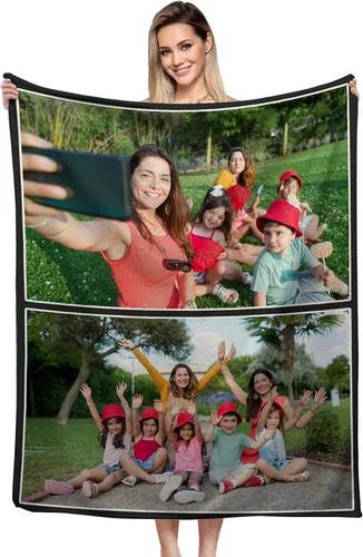 Vista 8 de Manta personalizada, diseño de vellón con texto, mantas con imágenes personalizadas para bebé, madre, padre, adultos, amigos, amantes, perros, 1 Foto