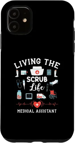 Vista 8 de Carcasa para iPhone 16 Living The Scrub Life Medical Assistant Nurse