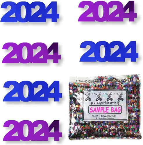 Vista 21 de Confetti Year 2024 Negro, Azul Royal Combo - 2 bolsas de media onza (1 oz)