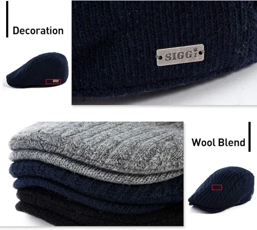 Vista 5 de Jeff & Aimy Gorro de lana para hombre con mezcla de lana, 22.4-24.0in