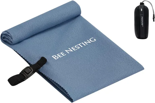 Vista 35 de Bee Nesting Toalla ultraligera de secado rápido – Paquete de 2 toallas de microfibra medianas y pequeñas con bolsillo compacto plegable para viajes