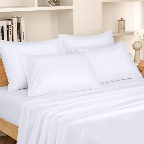 Vista 24 de HOMEIDEAS Sábanas de cama tamaño completo – Juego de 6 piezas (azul aguamarina) – Sábanas de ropa de cama de microfibra cepillada extra suave