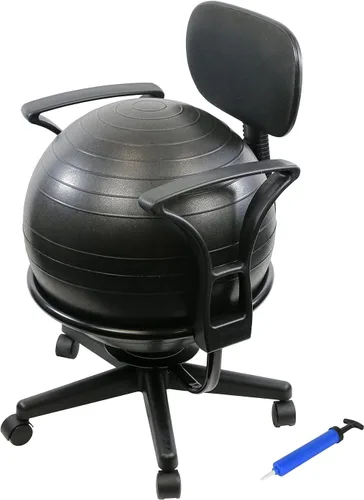 Vista 11 de CanDo Silla de bola de metal – Silla de bola de ejercicio ergonómica inflable con bomba de aire para el hogar, la oficina y el aula Rojo