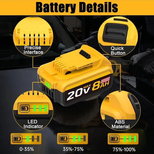 Vista 11 de Reemplazo de 8.0Ah compatible con batería Dewalt 20V Max con alta capacidad Herramientas eléctricas inalámbricas Batería de 20 voltios DCB200 DCB201