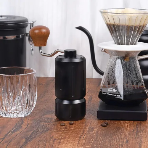 Vista 6 de Mini molinillo de café manual, molinillo de café de mano, capacidad de 0.88 onzas de grano de café con rebaba cónica, 12 molinillo ajustable ajuste