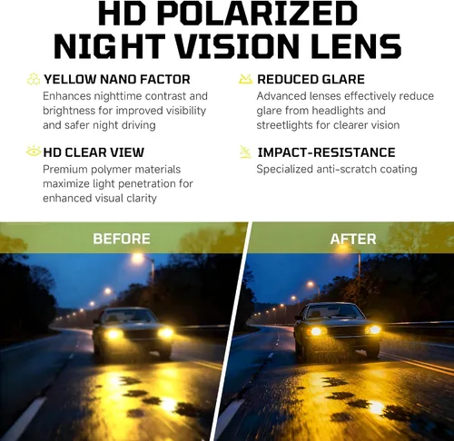 Vista 5 de suoso Lentes de conducción nocturna para hombres y mujeres, lentes polarizados antirreflejos, lentes de visión nocturna HD amarillos