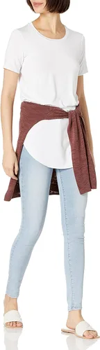 Vista 4 de Daily Ritual - Blusón de manga corta estilo túnica cuello redondo abierto ajuste estándar para mujer