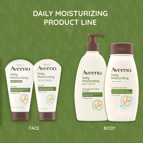 Vista 7 de Aveeno Limpiador facial hidratante diario para piel seca, lavado facial hidratante para acné con avena calmante para una piel suave y flexible