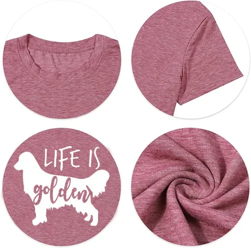 Vista 6 de Life is Golden - Camiseta de manga corta para mujer, diseño de perro lindo y mamá