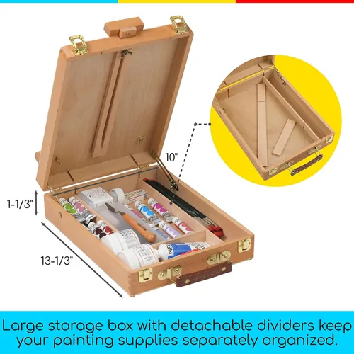 Vista 5 de MEEDEN Caballete de mesa para bocetos de arte: caballetes de mesa de madera de haya maciza para pintar lienzo, caballete de escritorio ajustable