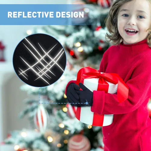 Vista 5 de EEFOW Guantes impermeables para pantalla táctil de invierno para niños guantes deportivos ligeros y cálidos para clima frío para niños de 6 a 12