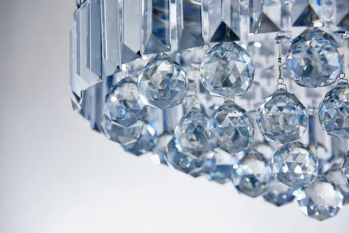 Vista 5 de Saint Mossi - Lámpara de araña de cristal K9 moderna de 9 luces, montaje empotrado, perfecto para comedor, baño, dormitorio, base de bombilla E12