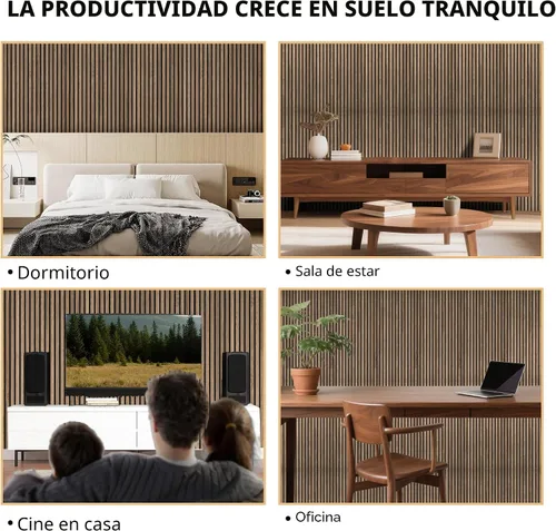 Vista 8 de RITOLLO Paneles de listones de madera para pared, 2 piezas de 94.5 x 11 pulgadas, paneles acústicos para decoración de pared interior, panel