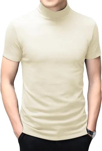 Vista 16 de Men's T Shirt Short Sleeve Basic Mock Turtleneck Tops Verde militar