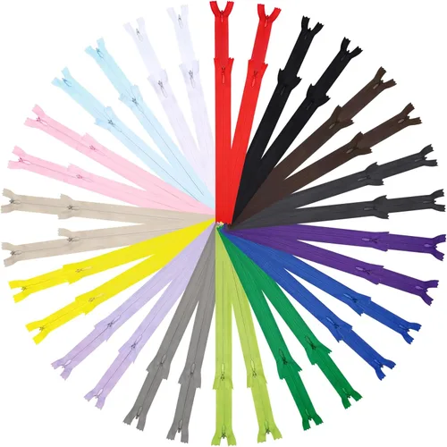 Vista 15 de DOITEM - Cremalleras invisibles para costura, 45 unidades de 10 pulgadas, cremalleras invisibles de nailon multicolor para coser y manualidades, 15