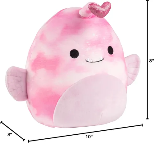Vista 7 de Squishmallows Peluche original de pez pescador Sy The Pink de 10 pulgadas, animal de peluche oficial de Jazwares - Juguete de peluche coleccionable