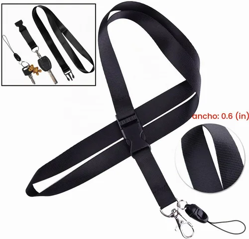 Vista 7 de YOUOWO Cordón con soporte para tarjeta de identificación, correa negra para el cuello con hebilla desmontable, cordón con porta tarjetas 1 cordón