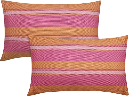 Vista 45 de Juego de 2 fundas de almohada a rayas negras y marrones de 16 x 16 pulgadas, diseño de rayas bohemias con estampado de rayas color crema, fundas