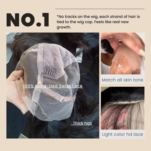 Vista 3 de Pelucas de cabello humano con encaje completo, ondulado, HD, transparente, hecho a mano, peluca de encaje entero, prearrancada, invisible, 12A