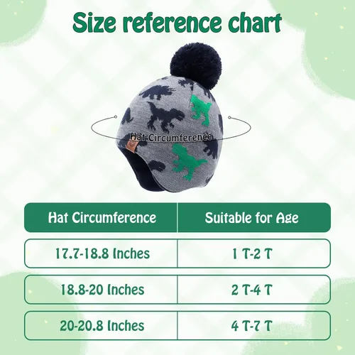 Vista 6 de Duoyeree - Gorro Beanie para niños y niñas, con pompón, forro acogedor, gorro de invierno