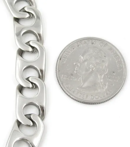 Vista 4 de Pulsera plana de acero inoxidable para hombre, 0.394 in, 8,2 pulgadas, Acero inoxidable, Sin gemas.