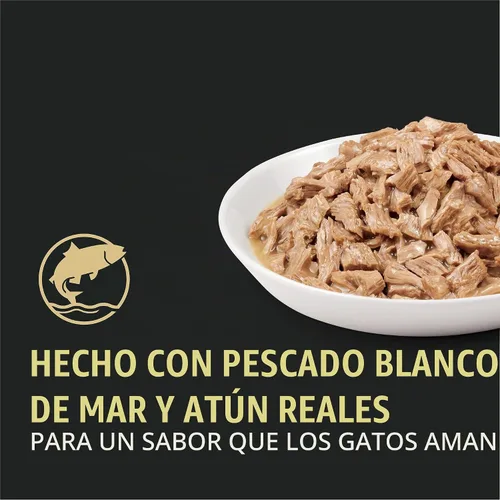 Vista 2 de Purina Pro Plan - Alimento húmedo Complete Essentials en salsa para gatos con alto contenido de proteínas, entree en salsa de pescado blanco