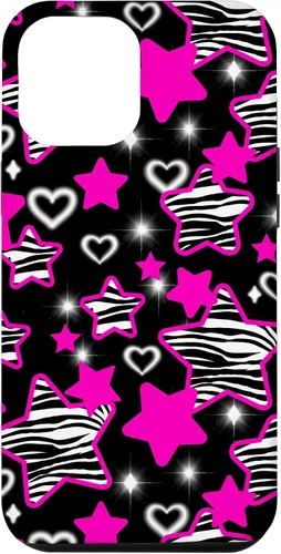 Vista 26 de Carcasa para iPhone 16 McBling Estética Zebra Print Stars Hearts Rosa Negro Y2K