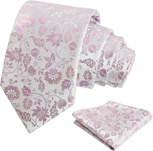 Vista 33 de Alizeal Mens 3.15inches Leaf Flower Pattern Tie with Floral Pocket Square Set