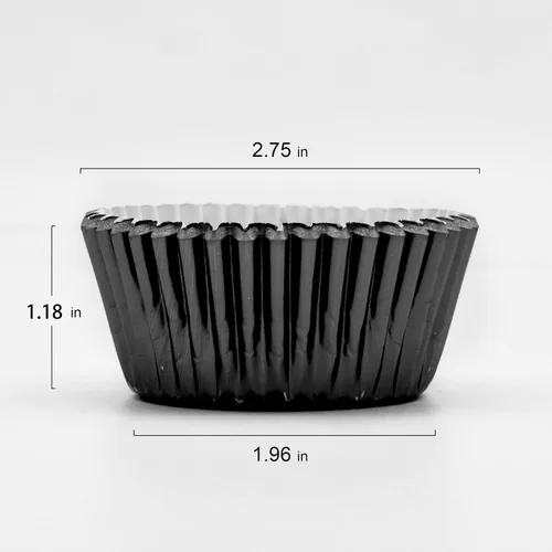 Vista 2 de 200 piezas de forros de papel de aluminio negro para cupcakes, tazas estándar para hornear, moldes de papel para muffins Pergamino resistente